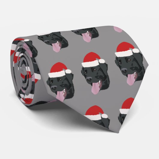 Kerstzwarte labrador Retriever Dog Stropdas (Opgerold)