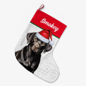 Kerstzwarte labrador Retriever met Dog's naam Grote Kerstsok (Voorkant (Hangend))