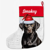 Kerstzwarte labrador Retriever met Dog's naam Grote Kerstsok (Achterkant)