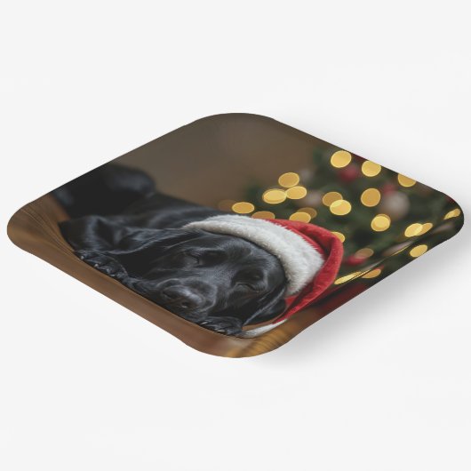 Kerstzwarte labrador Retriever Papieren Bordje (Gebogen)