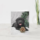Kerstzwarte labrador Retriever puppy Bedankkaart (Voorkant)