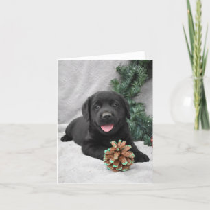 Kerstzwarte labrador Retriever puppy Bedankkaart