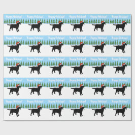 Kerstzwarte labrador Santa Hat Cadeaupapier
