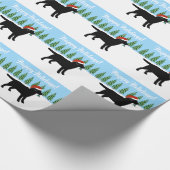 Kerstzwarte labrador Santa Hat Cadeaupapier (Hoek)
