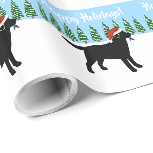Kerstzwarte labrador Santa Hat Cadeaupapier (Rol Hoek)