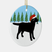 Kerstzwarte labrador Santa Hat Keramisch Ornament (Rechts)