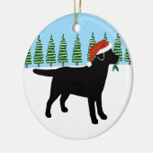 Kerstzwarte labrador Santa Hat Keramisch Ornament (Links)