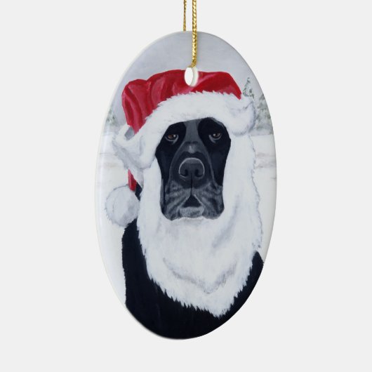 Kerstzwarte labrador Santa Keramisch Ornament (Rechts)