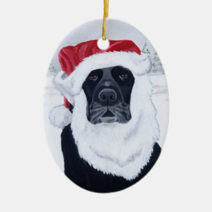 Kerstzwarte labrador Santa Keramisch Ornament
