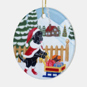 Kerstzwarte labrador Santa Painting Keramisch Ornament (Links)