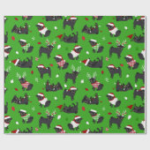 Kerstzwarte puggen cadeaupapier (Vlak)