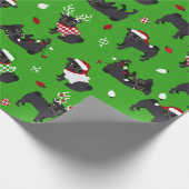 Kerstzwarte puggen cadeaupapier (Hoek)