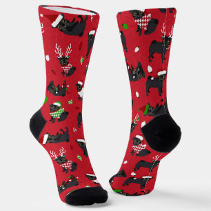 Kerstzwarte pugs Red Sokken