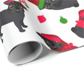 Kerstzwarte pugs White Cadeaupapier (Rol Hoek)