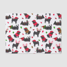 Kerstzwarte pugs White Tissuepapier
