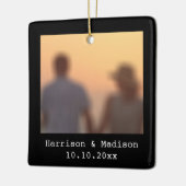 Kerstzwarte retroflector, foto-namen keramisch ornament (Links)