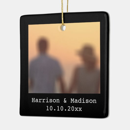 Kerstzwarte retroflector, foto-namen keramisch ornament (Links)