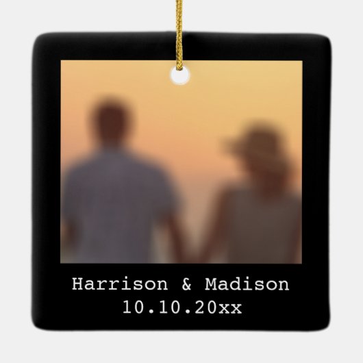 Kerstzwarte retroflector, foto-namen keramisch ornament (Achterkant)