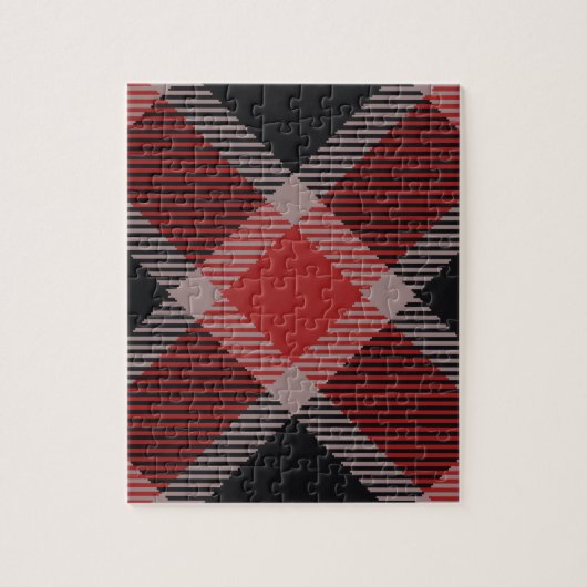 Kerstzwarte rode flannelvlecht legpuzzel (Verticaal)