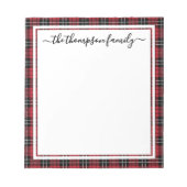 Kerstzwarte rode stipnaam notitieblok (Voorkant)