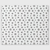 Kerstzwarte sneeuwvlokken op witte achtergrond cadeaupapier (Vlak)