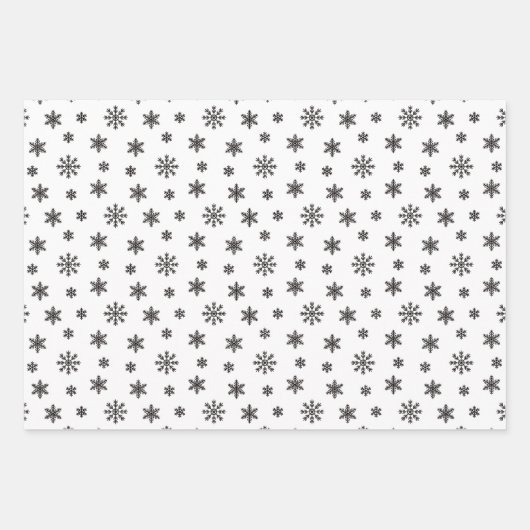 Kerstzwarte sneeuwvlokken op witte achtergrond inpakpapier vel (Voorkant 3)