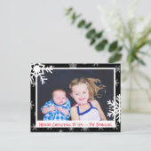 Kerstzwarte Snowflakes Familie Fotokaart Briefkaart (Staand voorkant)