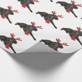 Kerstzwarte Speelgoed Poodle Dog gekleed als rendi Cadeaupapier (Hoek)