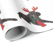 Kerstzwarte Speelgoed Poodle Dog gekleed als rendi Cadeaupapier (Rol Hoek)