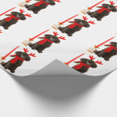 Kerstzwarte Speelgoed Poodle Dog gekleed als rendi Cadeaupapier (Hoek)