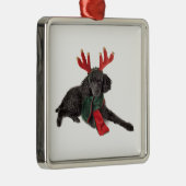 Kerstzwarte Speelgoed Poodle Dog gekleed als rendi Metalen Ornament (Rechts)