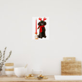 Kerstzwarte Speelgoed Poodle Dog gekleed als rendi Poster (Keuken)