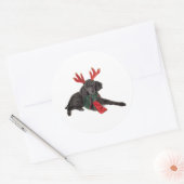 Kerstzwarte Speelgoed Poodle Dog gekleed als rendi Ronde Sticker (Envelop)