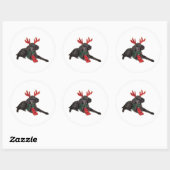 Kerstzwarte Speelgoed Poodle Dog gekleed als rendi Ronde Sticker (Vel)