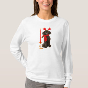 Kerstzwarte Speelgoed Poodle Dog gekleed als rendi T-shirt