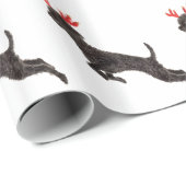 Kerstzwarte Speelgoed Poodle Dog Reindeer Antlers Cadeaupapier (Rol Hoek)