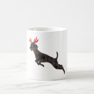 Kerstzwarte Speelgoed Poodle Dog Reindeer Antlers Koffiemok