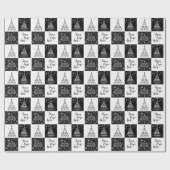 Kerstzwarte witte Logo Cadeaupapier (Vlak)