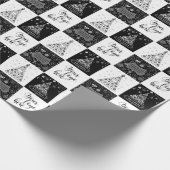 Kerstzwarte witte Logo Cadeaupapier (Hoek)