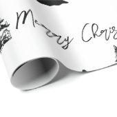 Kerstzwarte witte pretkerkalligrafie cadeaupapier (Rol Hoek)