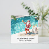 Kerstzwembadfeest uitnodiging (Staand voorkant)