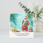 Kerstzwembadfeest uitnodiging (Staand voorkant)