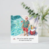 Kerstzwembadfeest uitnodiging (Staand voorkant)