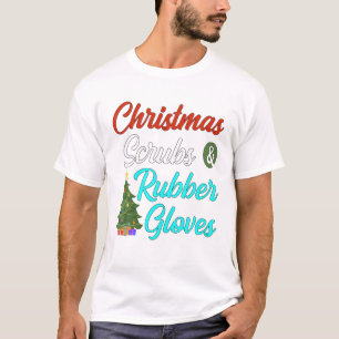 kerstzweren rubberen handschoenen met een boom t-shirt