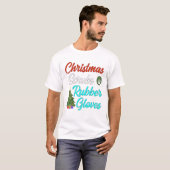 kerstzweren rubberen handschoenen met een boom t-shirt (Voorkant volledig)