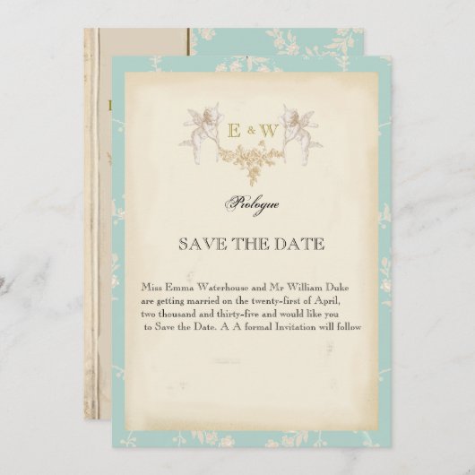  kersub boek met de titel bleek blue Wedding Save The Date (Voorkant / Achterkant)
