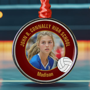 Kersverse Foto van Volleybalspeler Kerstdag Metalen Ornament