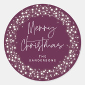 Kersverse Kerst Script Fonetisch Lichtgevende Lich Ronde Sticker (Voorkant)