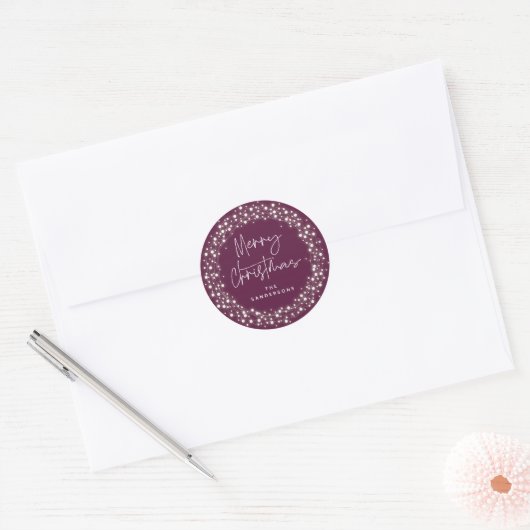 Kersverse Kerst Script Fonetisch Lichtgevende Lich Ronde Sticker (Envelop)