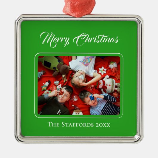 Kersverse Kerstmis Rode Foto Ornament (Voorkant)